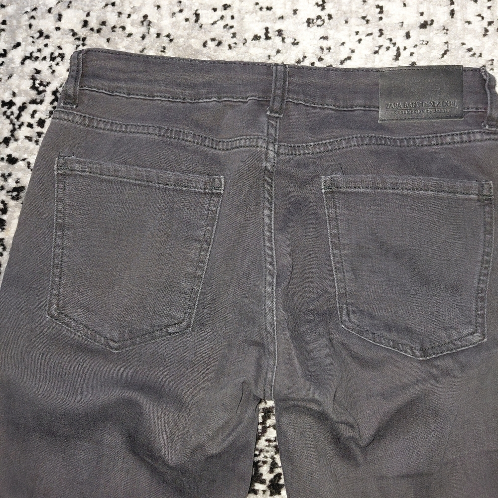 Zara Z1975 Mid Rise Skinny Jeans Black Ripped Knees 38 / 6 - Picture 12 of 16